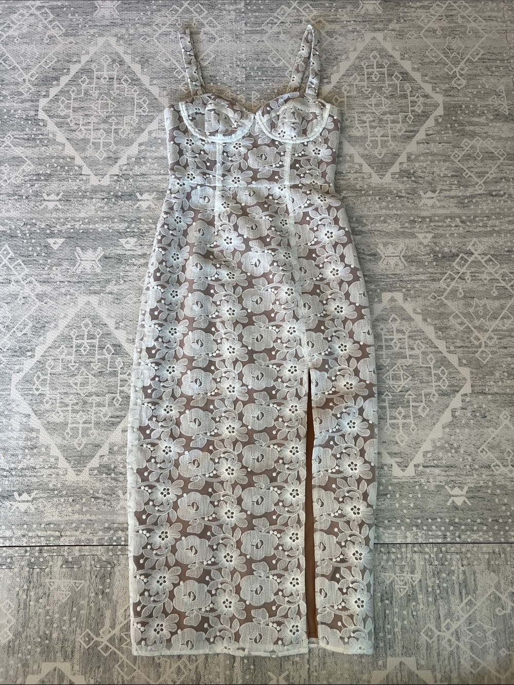 Anthropologie HUTCH Slim Lace Corset Midi Dress in White Size 4 - Picture 3 of 12